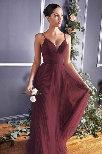 A-Line Tulle Dress With Gathered Sweetheart Neckline And Pleated Finish by Cinderella Divine -CD184